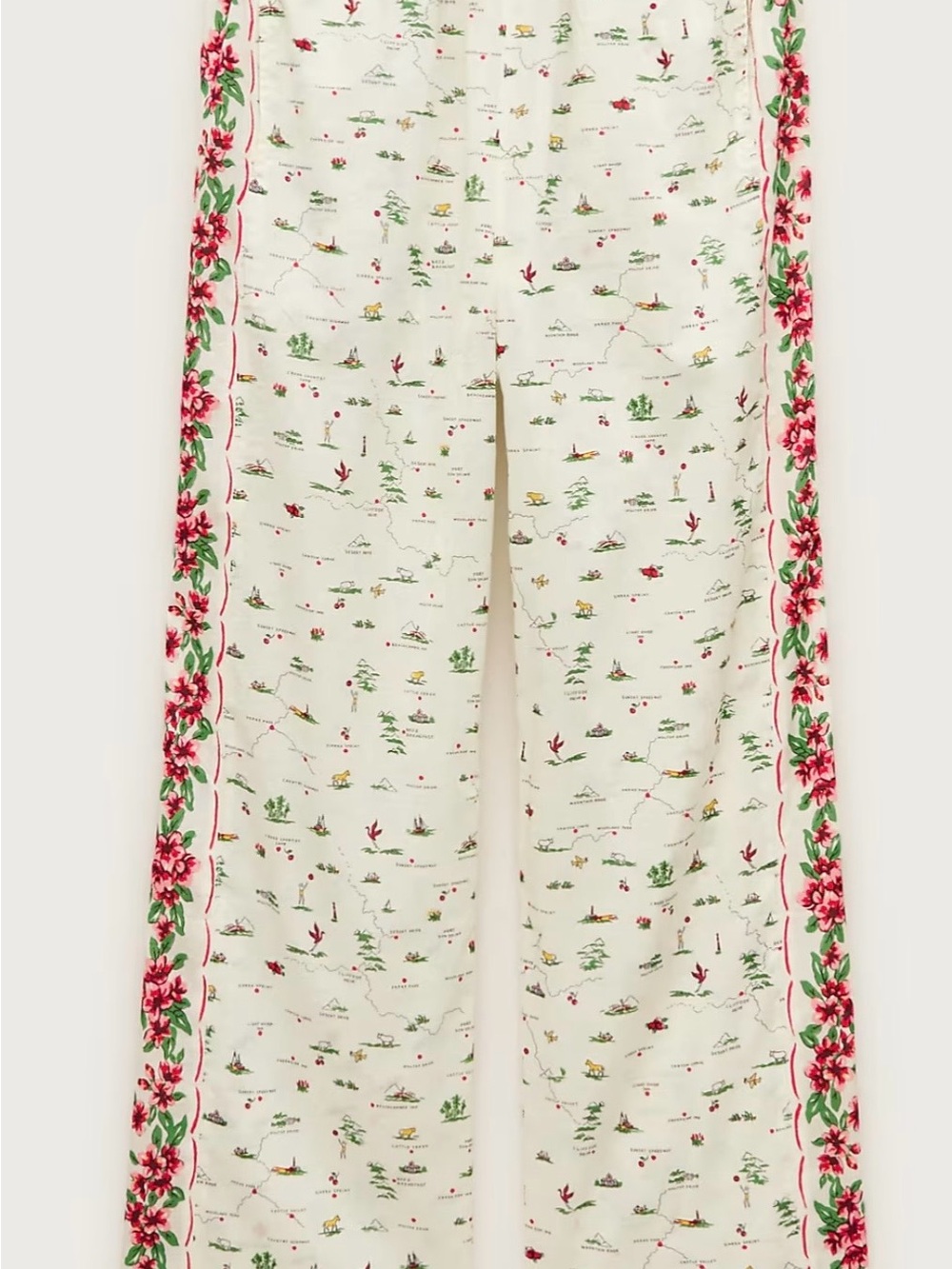 NWT J Crew Floral Border Cream Wide-Leg Printed Pants SIZE MED